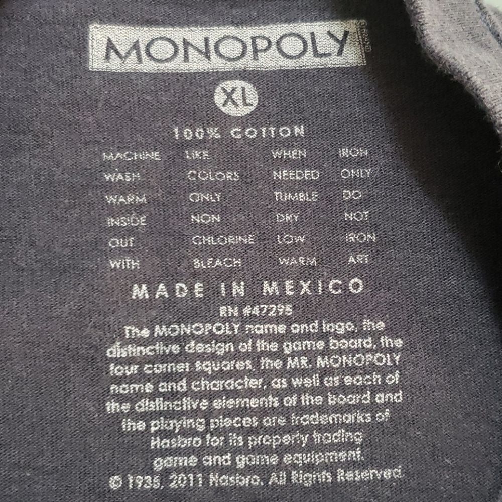 Monopoly blue XL tee shirt. 100% cottom - Picture 3 of 3